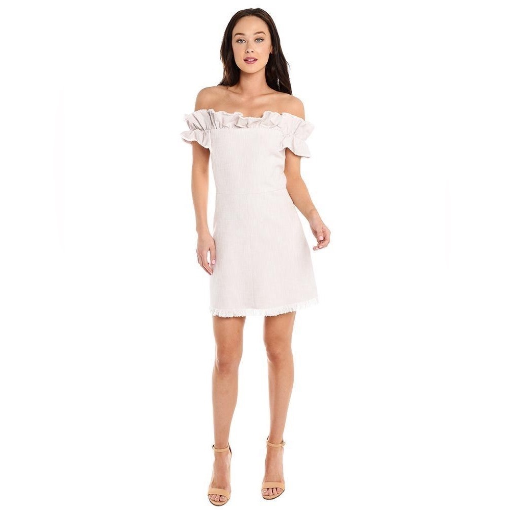 Rebecca Taylor Off-the-Shoulder White Ruffle Dress – Size 4 - Picture 4 of 15